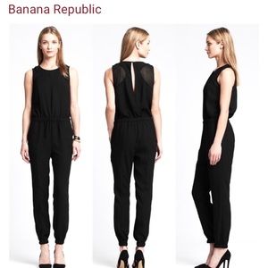 Banana Republic black mesh insert sleeveless jumpsuit